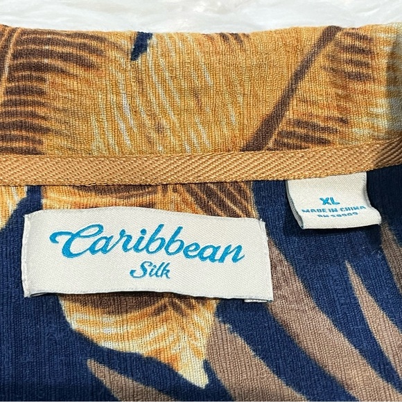 Caribbean Silk 100% Silk Hawaiian Camp Shirt Tropical Beach Vacation - Picture 8 of 13